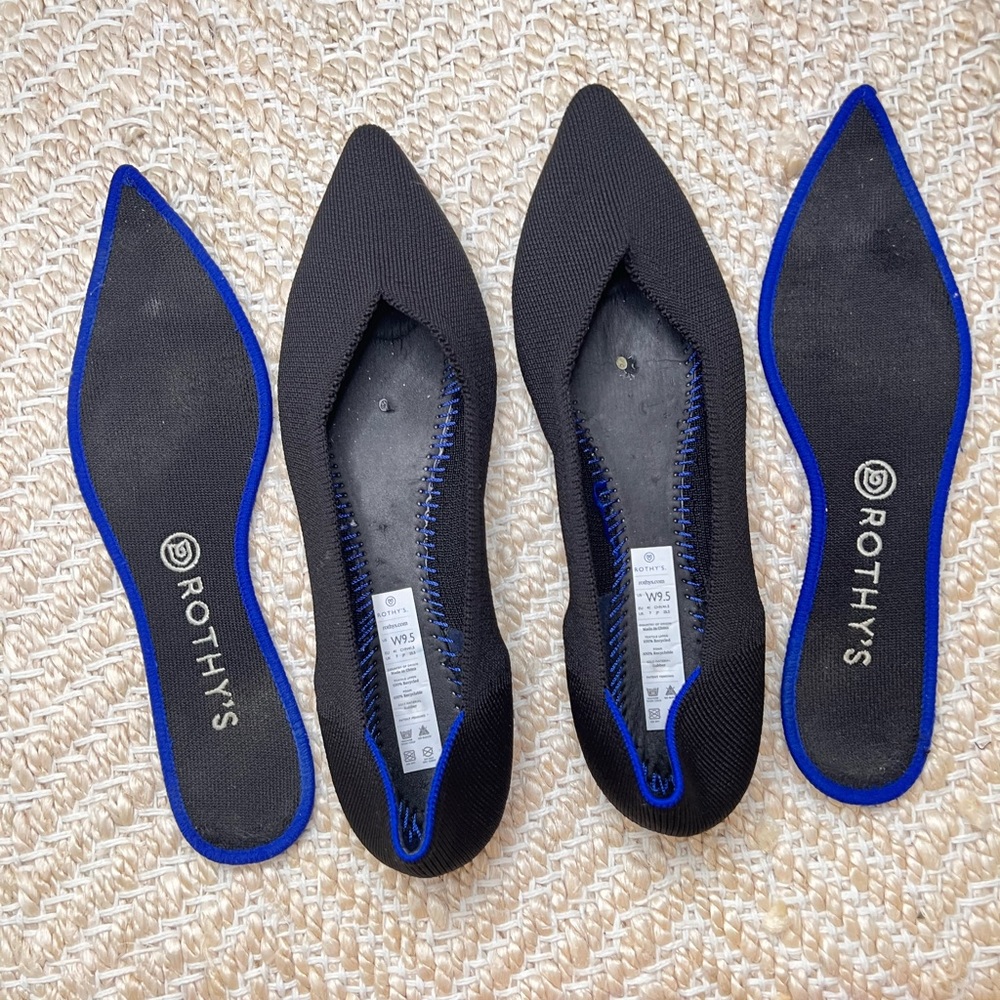 Rothy's | The Point "Black Solid" Flat | Size 9.5 - image 4